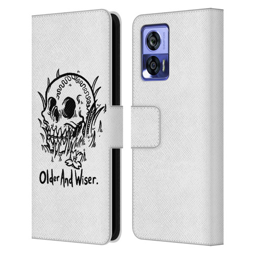 Matt Bailey Skull Older And Wiser Leather Book Wallet Case Cover For Motorola Edge 30 Neo 5G