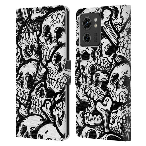 Matt Bailey Skull All Over Leather Book Wallet Case Cover For Motorola Moto Edge 40