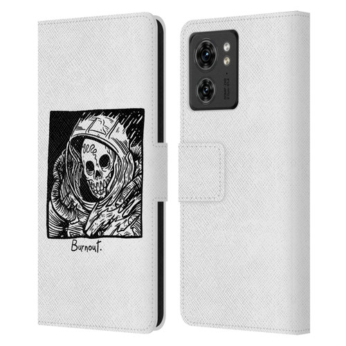 Matt Bailey Skull Burnout Leather Book Wallet Case Cover For Motorola Moto Edge 40