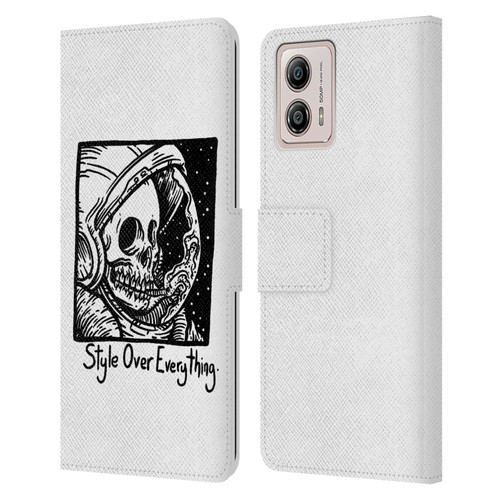 Matt Bailey Skull Style Over Everything Leather Book Wallet Case Cover For Motorola Moto G53 5G