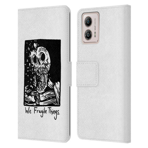 Matt Bailey Skull We Fragile Things Leather Book Wallet Case Cover For Motorola Moto G53 5G