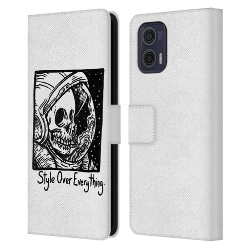 Matt Bailey Skull Style Over Everything Leather Book Wallet Case Cover For Motorola Moto G73 5G