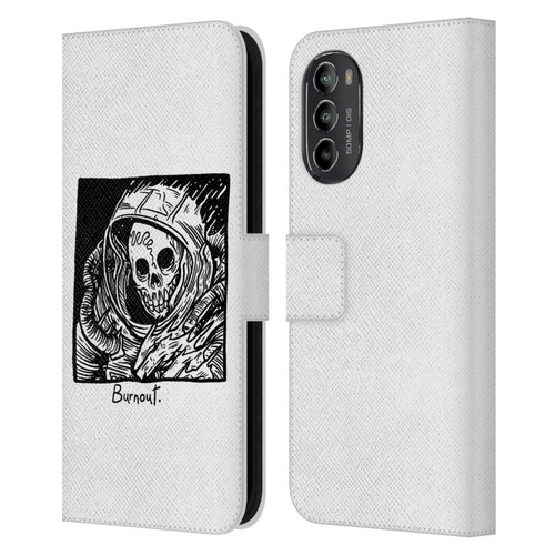 Matt Bailey Skull Burnout Leather Book Wallet Case Cover For Motorola Moto G82 5G