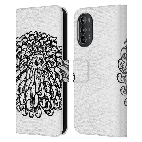 Matt Bailey Skull Flower Leather Book Wallet Case Cover For Motorola Moto G82 5G