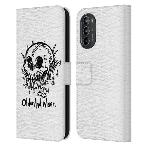 Matt Bailey Skull Older And Wiser Leather Book Wallet Case Cover For Motorola Moto G82 5G