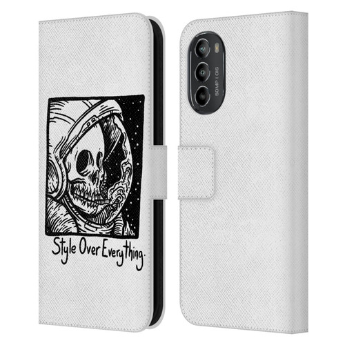 Matt Bailey Skull Style Over Everything Leather Book Wallet Case Cover For Motorola Moto G82 5G