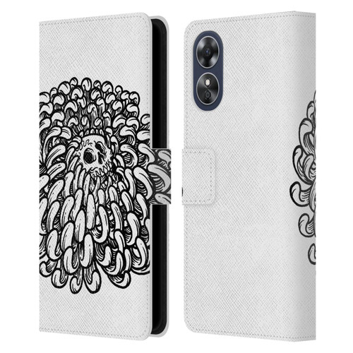 Matt Bailey Skull Flower Leather Book Wallet Case Cover For OPPO A17