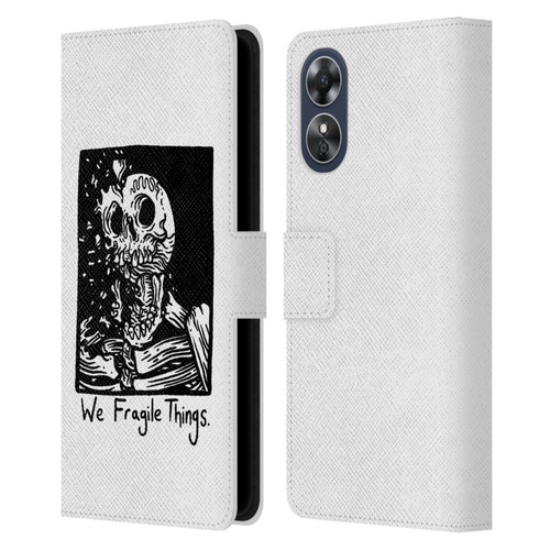 Matt Bailey Skull We Fragile Things Leather Book Wallet Case Cover For OPPO A17