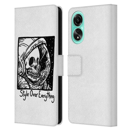 Matt Bailey Skull Style Over Everything Leather Book Wallet Case Cover For OPPO A78 4G