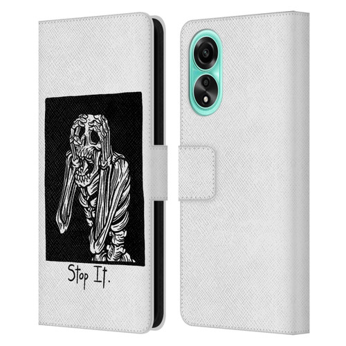 Matt Bailey Skull Stop It Leather Book Wallet Case Cover For OPPO A78 5G