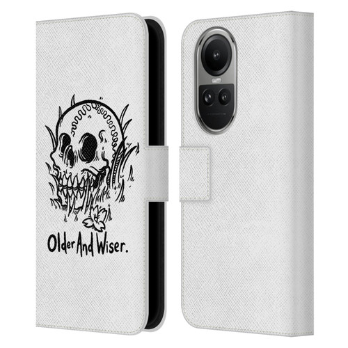 Matt Bailey Skull Older And Wiser Leather Book Wallet Case Cover For OPPO Reno10 5G / Reno10 Pro 5G