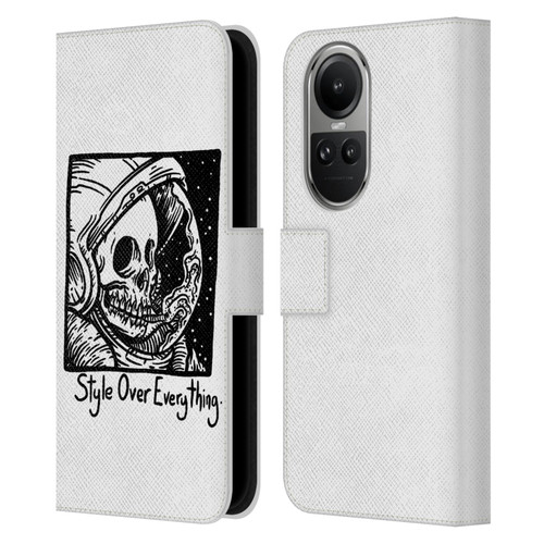 Matt Bailey Skull Style Over Everything Leather Book Wallet Case Cover For OPPO Reno10 5G / Reno10 Pro 5G