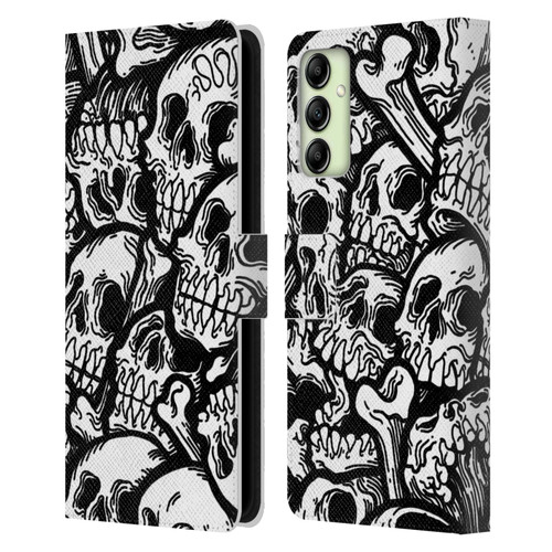 Matt Bailey Skull All Over Leather Book Wallet Case Cover For Samsung Galaxy A14 5G