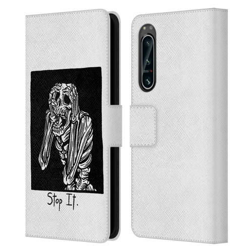 Matt Bailey Skull Stop It Leather Book Wallet Case Cover For Sony Xperia 5 IV