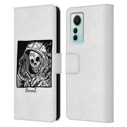 Matt Bailey Skull Burnout Leather Book Wallet Case Cover For Xiaomi 12 Lite