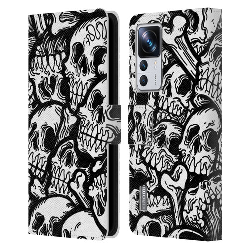 Matt Bailey Skull All Over Leather Book Wallet Case Cover For Xiaomi 12T Pro