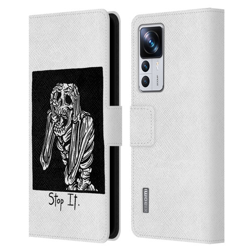 Matt Bailey Skull Stop It Leather Book Wallet Case Cover For Xiaomi 12T Pro
