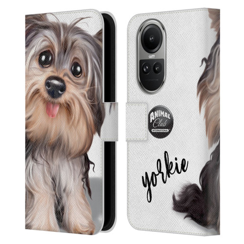 Animal Club International Faces Yorkie Leather Book Wallet Case Cover For OPPO Reno10 5G / Reno10 Pro 5G