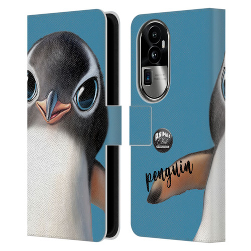 Animal Club International Faces Penguin Leather Book Wallet Case Cover For OPPO Reno10 Pro+