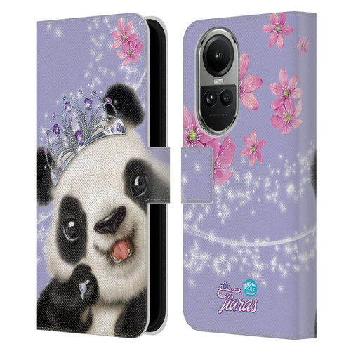 Animal Club International Royal Faces Panda Leather Book Wallet Case Cover For OPPO Reno10 5G / Reno10 Pro 5G