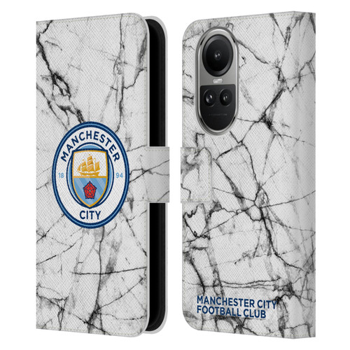 Manchester City Man City FC Marble Badge Full Colour Leather Book Wallet Case Cover For OPPO Reno10 5G / Reno10 Pro 5G