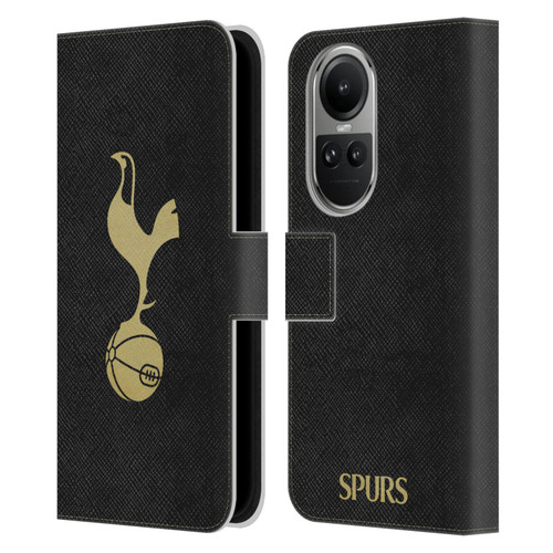 Tottenham Hotspur F.C. Badge Black And Gold Leather Book Wallet Case Cover For OPPO Reno10 5G / Reno10 Pro 5G