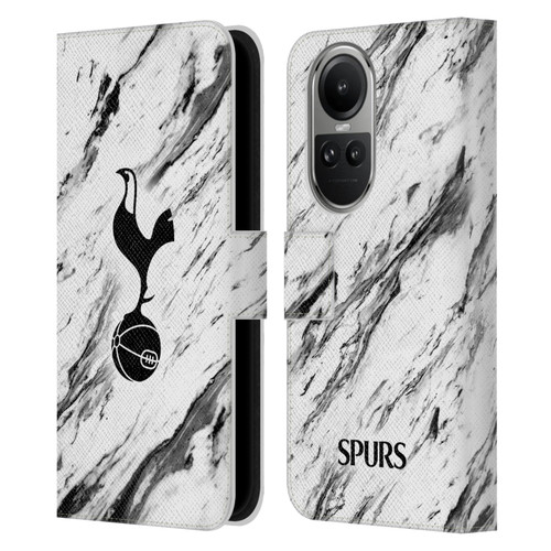Tottenham Hotspur F.C. Badge Black And White Marble Leather Book Wallet Case Cover For OPPO Reno10 5G / Reno10 Pro 5G
