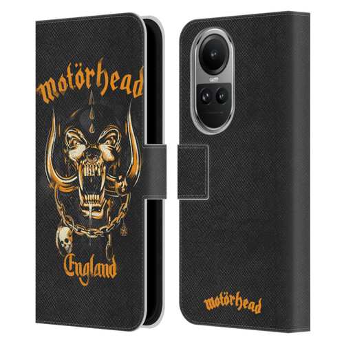 Motorhead Logo Warpig England Leather Book Wallet Case Cover For OPPO Reno10 5G / Reno10 Pro 5G