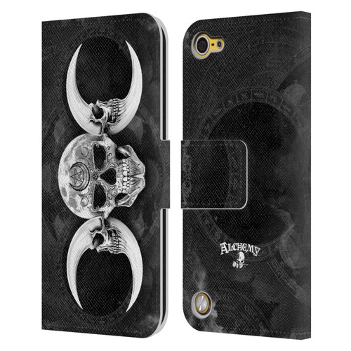 Alchemy Gothic Skull Dark Goddess Moon Leather Book Wallet Case Cover For Apple iPod Touch 5G 5th Gen