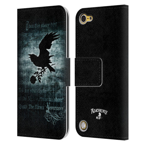 Alchemy Gothic Wing Nevermore Leather Book Wallet Case Cover For Apple iPod Touch 5G 5th Gen