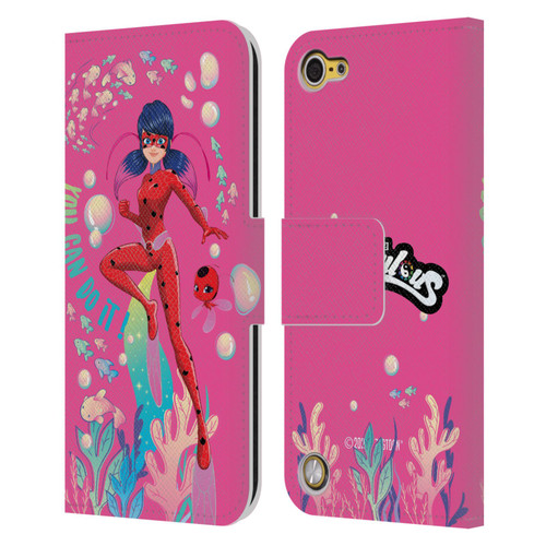 Miraculous Tales of Ladybug & Cat Noir Aqua Ladybug You Can Do It Leather Book Wallet Case Cover For Apple iPod Touch 5G 5th Gen