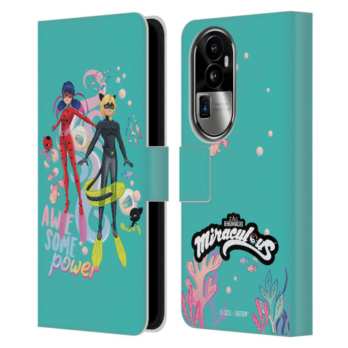 Miraculous Tales of Ladybug & Cat Noir Aqua Ladybug Awesome Power Leather Book Wallet Case Cover For OPPO Reno10 Pro+