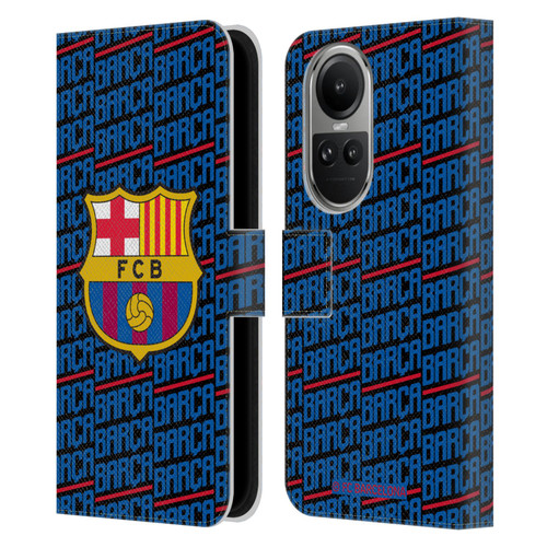 FC Barcelona Crest Patterns Barca Leather Book Wallet Case Cover For OPPO Reno10 5G / Reno10 Pro 5G