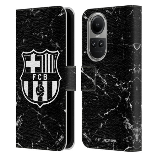 FC Barcelona Crest Patterns Black Marble Leather Book Wallet Case Cover For OPPO Reno10 5G / Reno10 Pro 5G