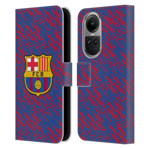 FC Barcelona Crest Patterns Glitch Leather Book Wallet Case Cover For OPPO Reno10 5G / Reno10 Pro 5G