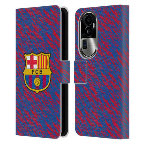 FC Barcelona Crest Patterns Glitch Leather Book Wallet Case Cover For OPPO Reno10 Pro+