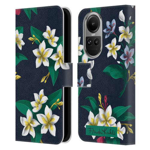 Frida Kahlo Flowers Plumeria Leather Book Wallet Case Cover For OPPO Reno10 5G / Reno10 Pro 5G