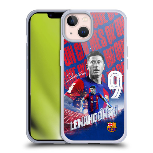 FC Barcelona 2023/24 First Team Robert Lewandowski Soft Gel Case for Apple iPhone 13