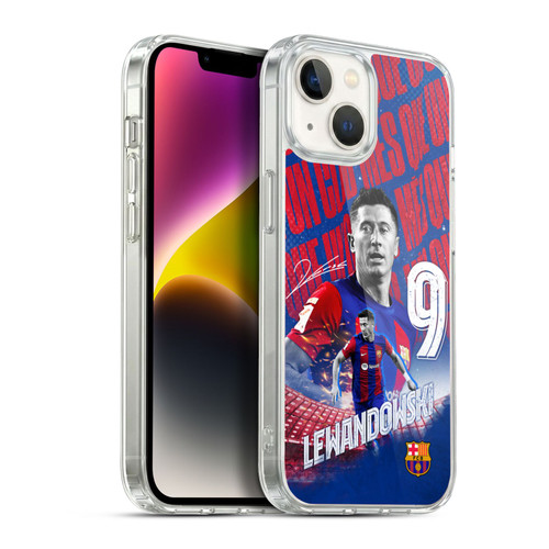 FC Barcelona 2023/24 First Team Robert Lewandowski Soft Gel Case for Apple iPhone 14