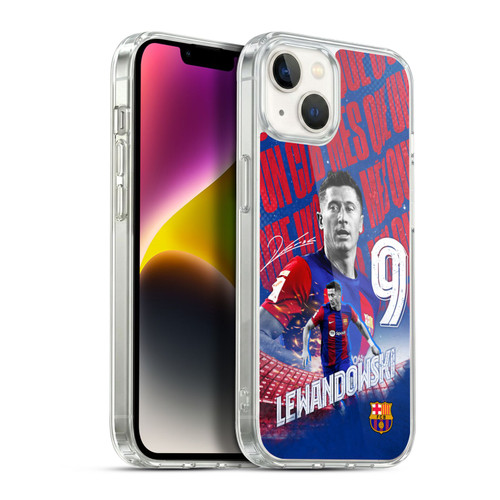 FC Barcelona 2023/24 First Team Robert Lewandowski Soft Gel Case for Apple iPhone 14 Plus & MagSafe