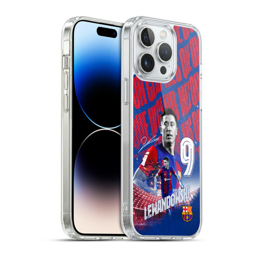 FC Barcelona 2023/24 First Team Robert Lewandowski Soft Gel Case for Apple iPhone 14 Pro Max & MagSafe