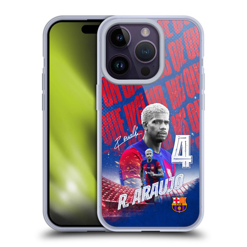 FC Barcelona 2023/24 First Team Ronald Araújo Soft Gel Case for Apple iPhone 14 Pro