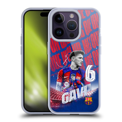 FC Barcelona 2023/24 First Team Gavi Soft Gel Case for Apple iPhone 14 Pro