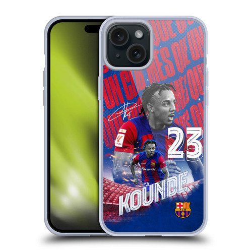 FC Barcelona 2023/24 First Team Jules Koundé Soft Gel Case for Apple iPhone 15 Plus