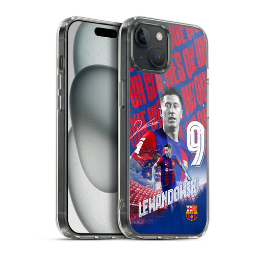 FC Barcelona 2023/24 First Team Robert Lewandowski Soft Gel Case for Apple iPhone 15 Plus & MagSafe