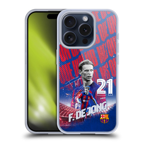 FC Barcelona 2023/24 First Team Frenkie de Jong Soft Gel Case for Apple iPhone 15 Pro