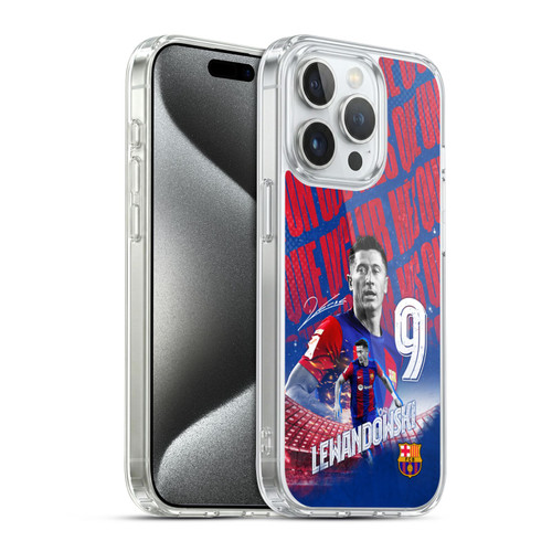 FC Barcelona 2023/24 First Team Robert Lewandowski Soft Gel Case for Apple iPhone 15 Pro & MagSafe