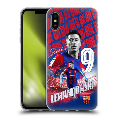 FC Barcelona 2023/24 First Team Robert Lewandowski Soft Gel Case for Apple iPhone XS Max
