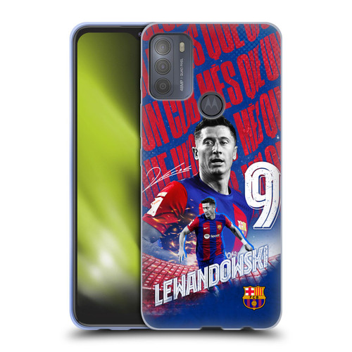 FC Barcelona 2023/24 First Team Robert Lewandowski Soft Gel Case for Motorola Moto G50