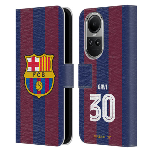 FC Barcelona 2023/24 Players Home Kit Gavi Leather Book Wallet Case Cover For OPPO Reno10 5G / Reno10 Pro 5G